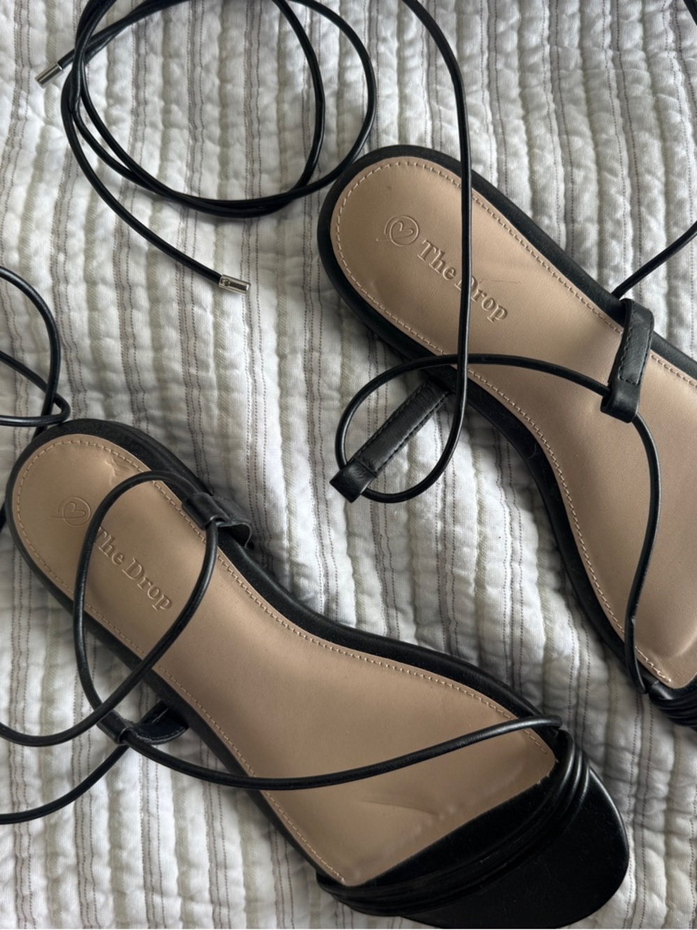 Black Strappy Lace-Up Sandals